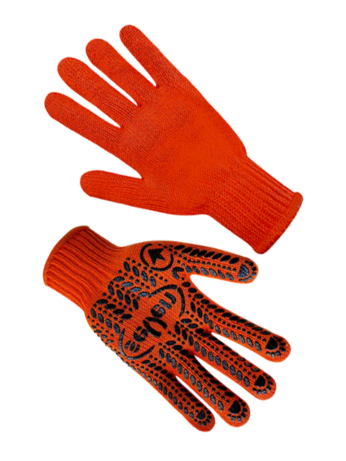 Рукавички трикотажні помаранчеві з ПВХ крапкою SEVEN 75712